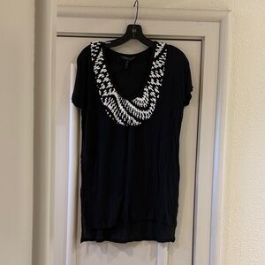 BCBGMAXAZRIA Black Embellished Scoop Neck Women's Top, Size S